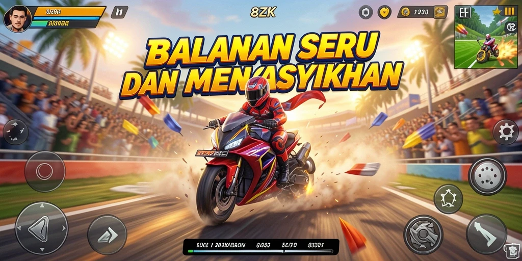 Gameplay seru di trek balap yang menantang di 8ZK.