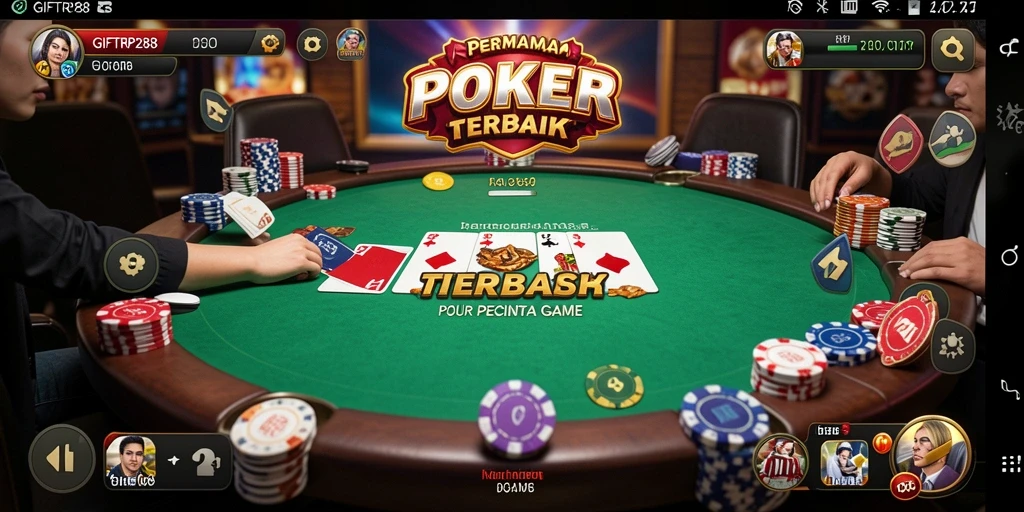 Screenshot menunjukkan aksi seru dalam permainan Poker.