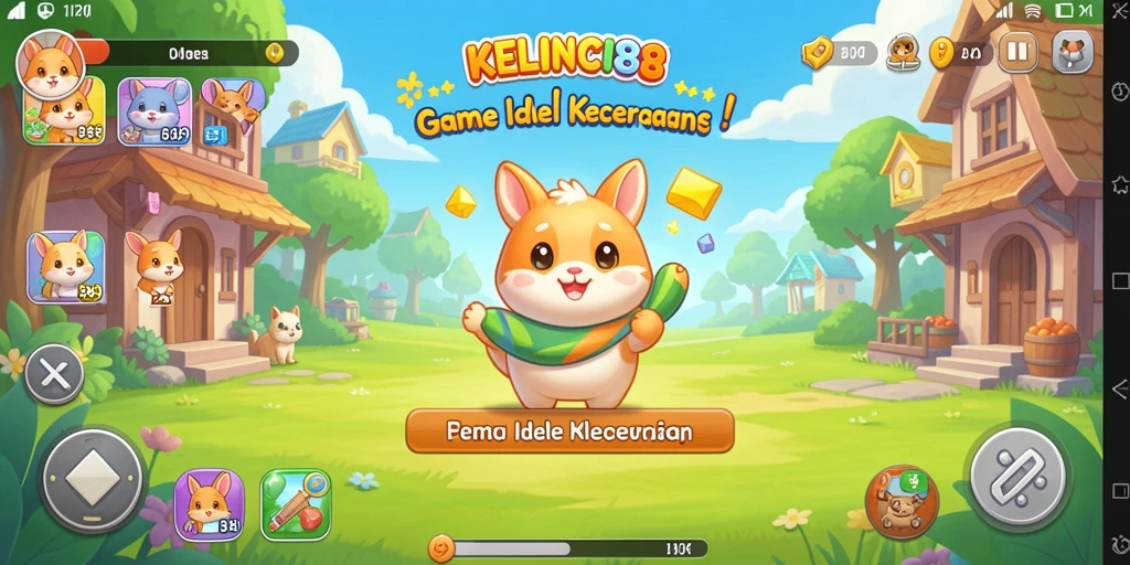 Screenshot gameplay menunjukkan kelinci lucu sedang bekerja.