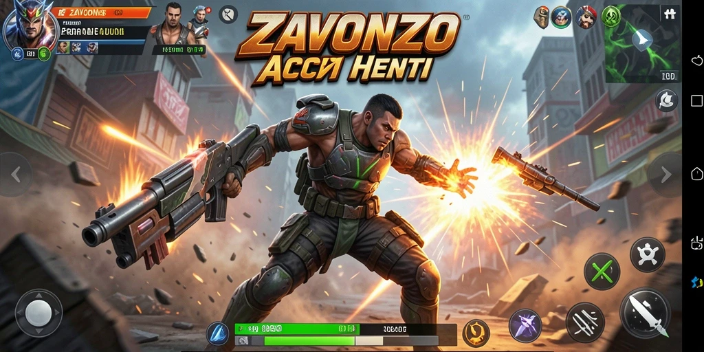 Tampilan gameplay ZAVONZO yang mendebarkan dan penuh aksi.